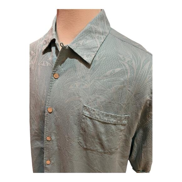 Jamaica Jaxx Blue Embossed 100% Silk Hawaiian Shirt Size XXL Aloha - Picture 2 of 12